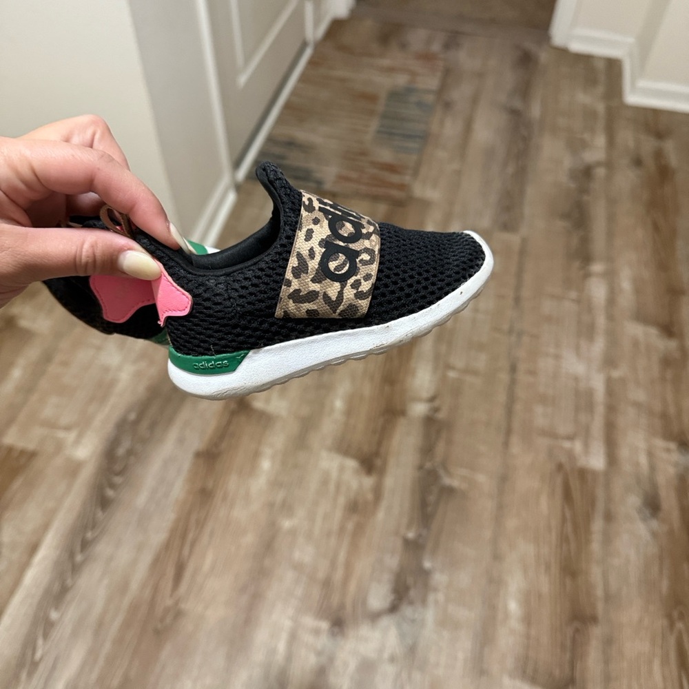 Adidas Kids Black and Leopard Print Sneakers